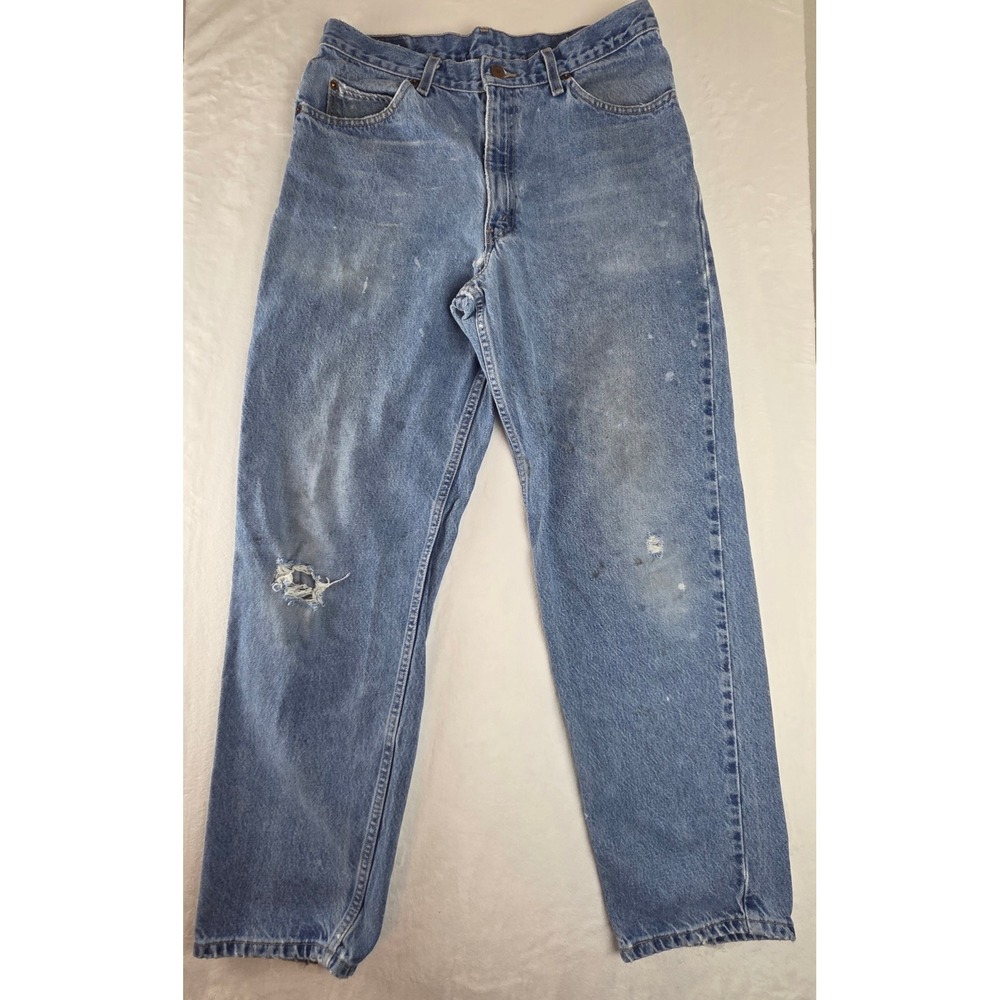 Vintage Brittania Mens Distressed Blue Jeans Straight Leg Denim 32x29 Made in US